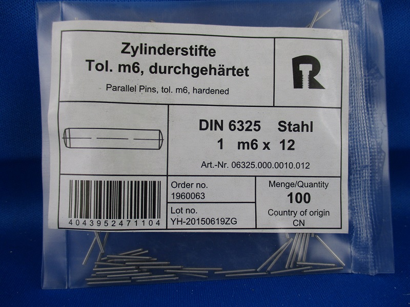 Zylinderstift DIN6325, 1x12 gehrtet